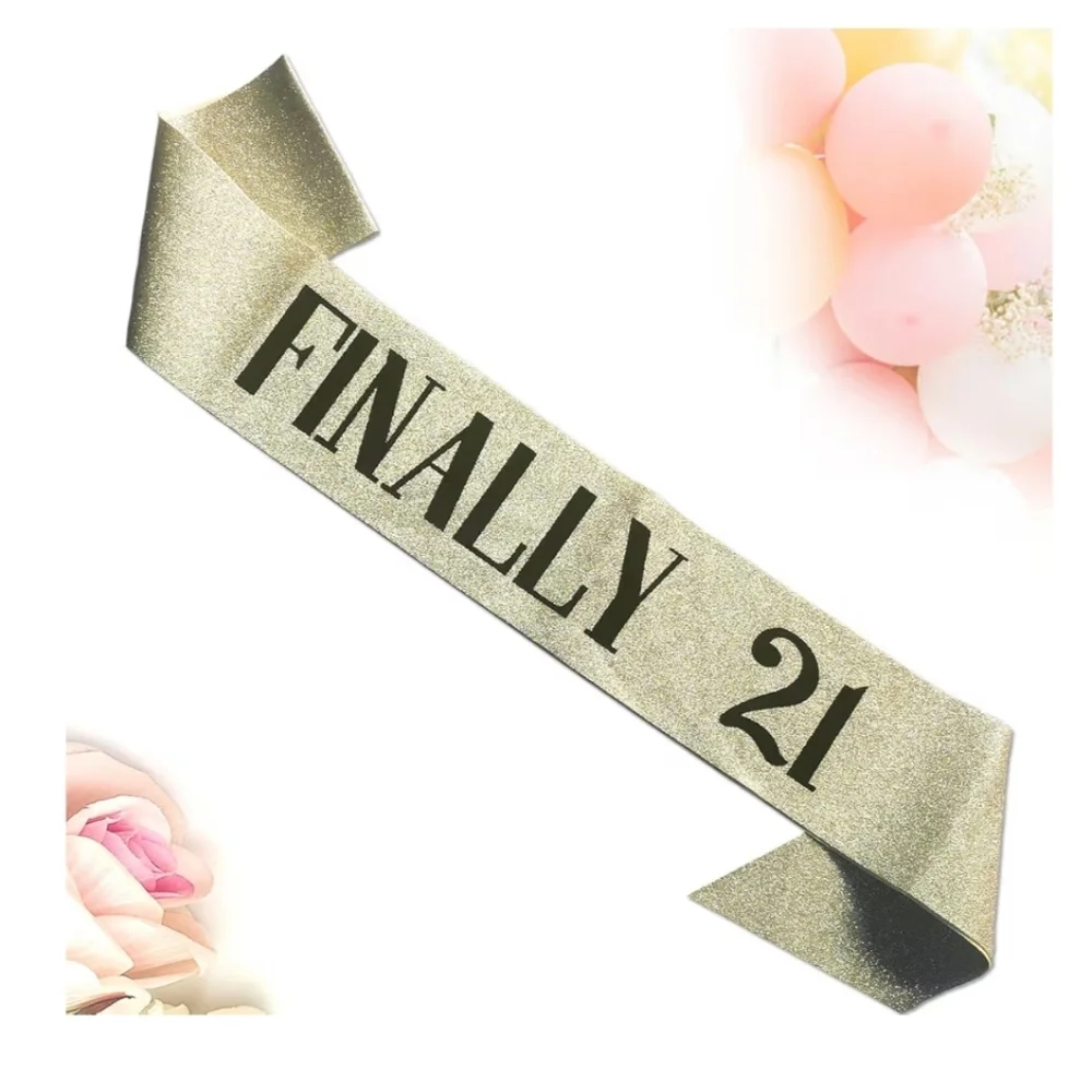 Gold 'Finally 21' Party Sash